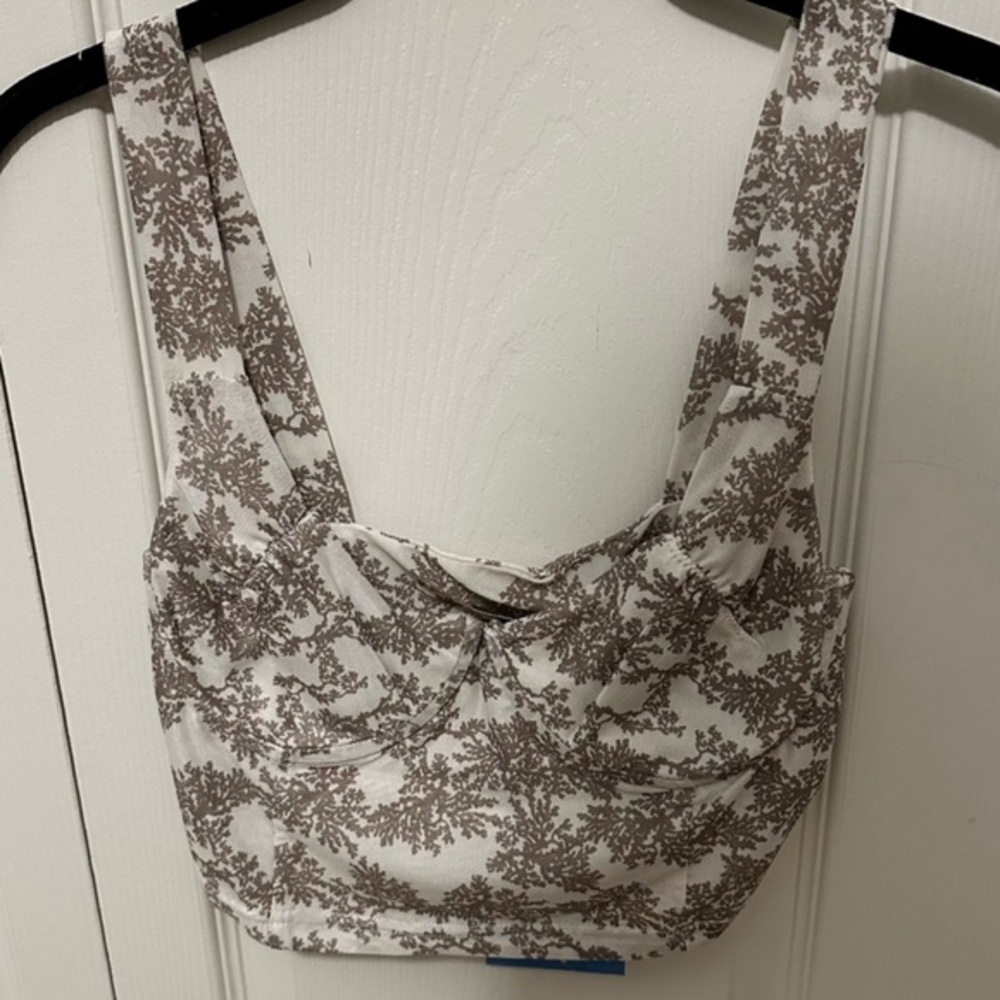 Verge‎ Girl Cami Bra Top Floral Tan Size 8 NWT